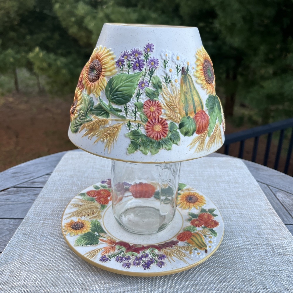 Vintage Yankee Candle Autumn Wreath Fall Harvest Large Plate & Topper Retired
